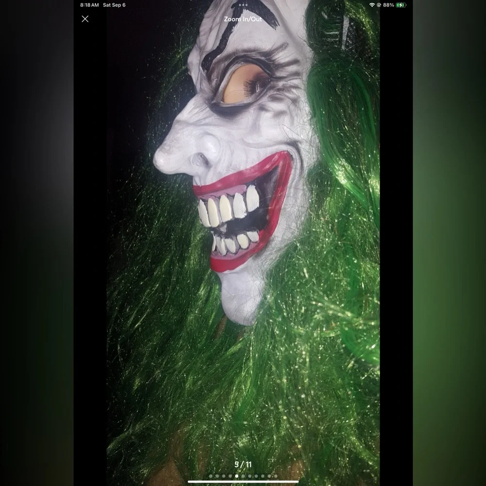 Clown Mask with Hair Costume Party Cosplay Jokester Clown NWOT Costume Mask